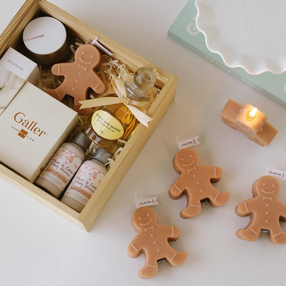 1PC Gingerbread Man Small Ornament Scented Candle Christmas Xmas Home Festive Party Decoration