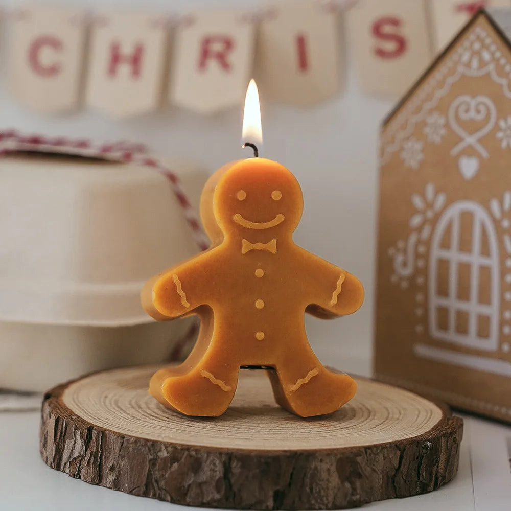 1PC Gingerbread Man Small Ornament Scented Candle Christmas Xmas Home Festive Party Decoration