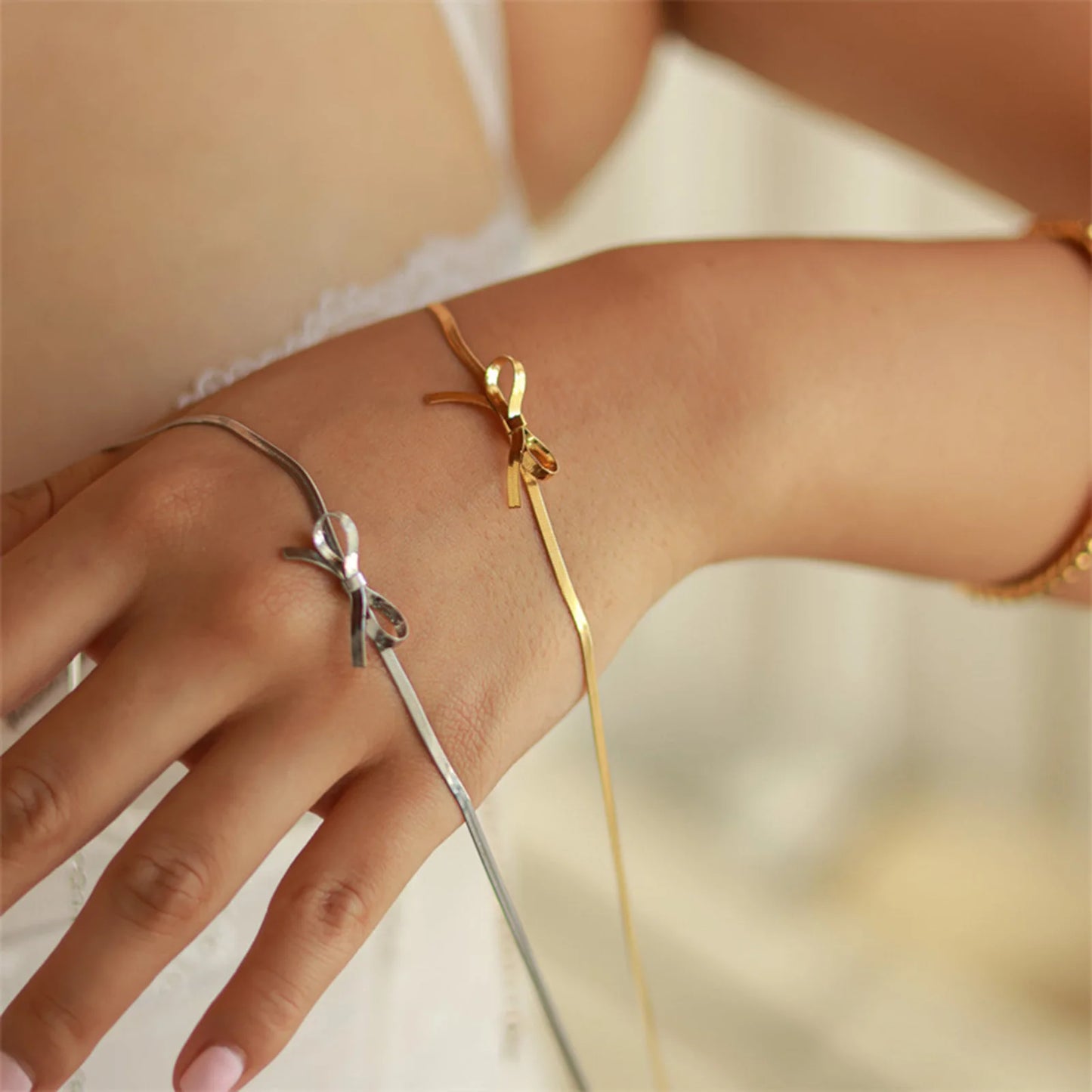 Bowknot Butterfly Bow Fashion Elegant Gold Silver Women Snake Chain Necklace Choker Jewelry Gifts