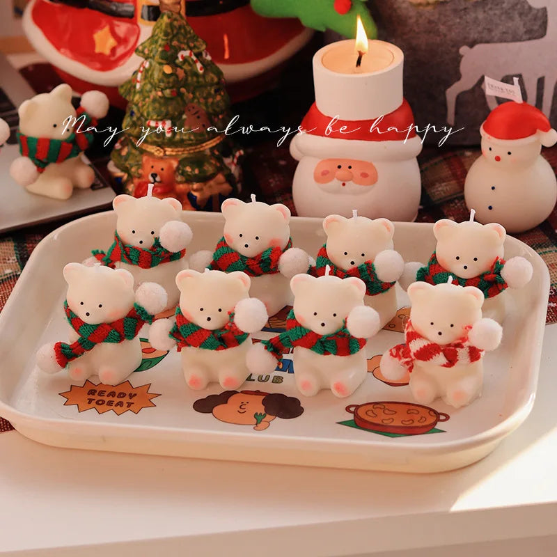 Creative Cute Small Bear Soy Wax Aromatherapy Scented Candles Christmas Home Party Decoration Gifts