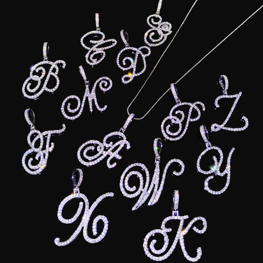 New A-Z Cursive Initial Letter Pendant Women Simple Rope Chain Necklace Fall Fashion Jewelry Gift