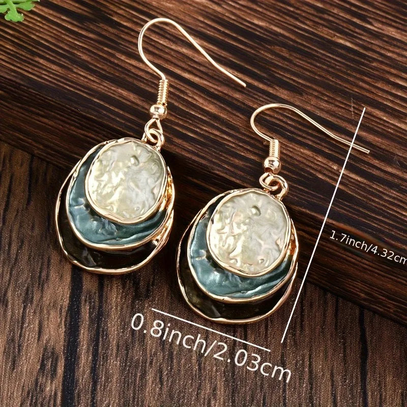 New Vintage Irregular Earring Necklace Circular Pendants Layered Aesthetic Women Jewelry Set Gift