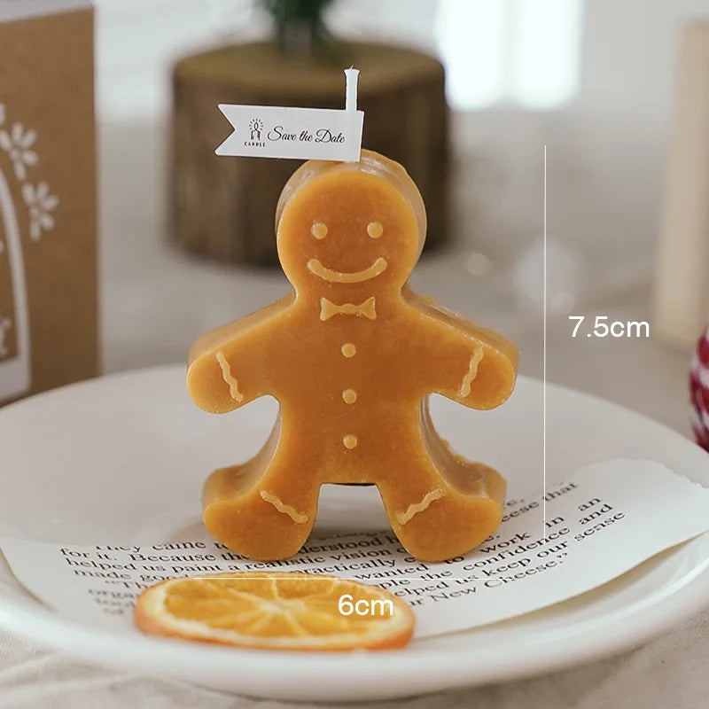 1PC Gingerbread Man Small Ornament Scented Candle Christmas Xmas Home Festive Party Decoration