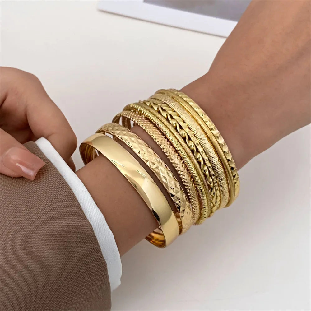 Fashion Twist Texture Jewelry Statement Streetwear Goth Gold Silver Women Men Bracelets Bangles Gift