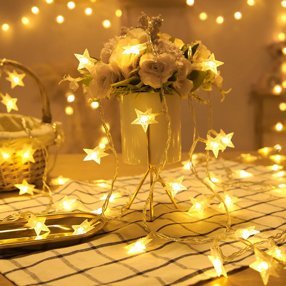 LED String Lights Indoor Outdoor Star Chain Lights Party Home Wedding Garden Christmas Decoration