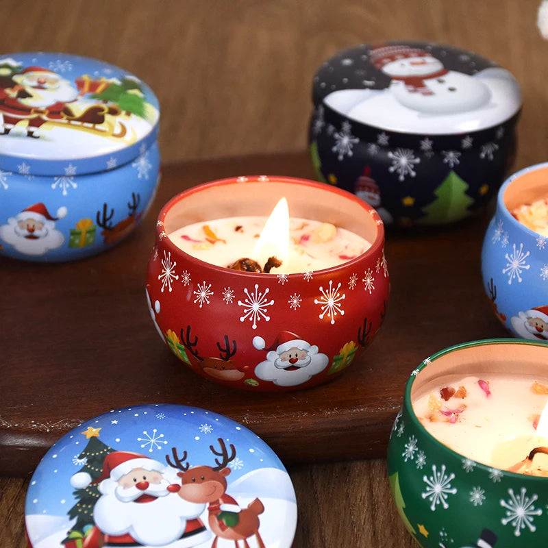 Christmas Aromatherapy Santa Claus Snowmen Tin Cans Candle Christmas Home Xmas Navidad Decoration