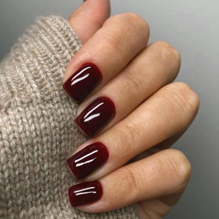 24pcs Simple Square Jelly Glue Gradient French Press on Fake False Nails Short Full Cover Nail Tips