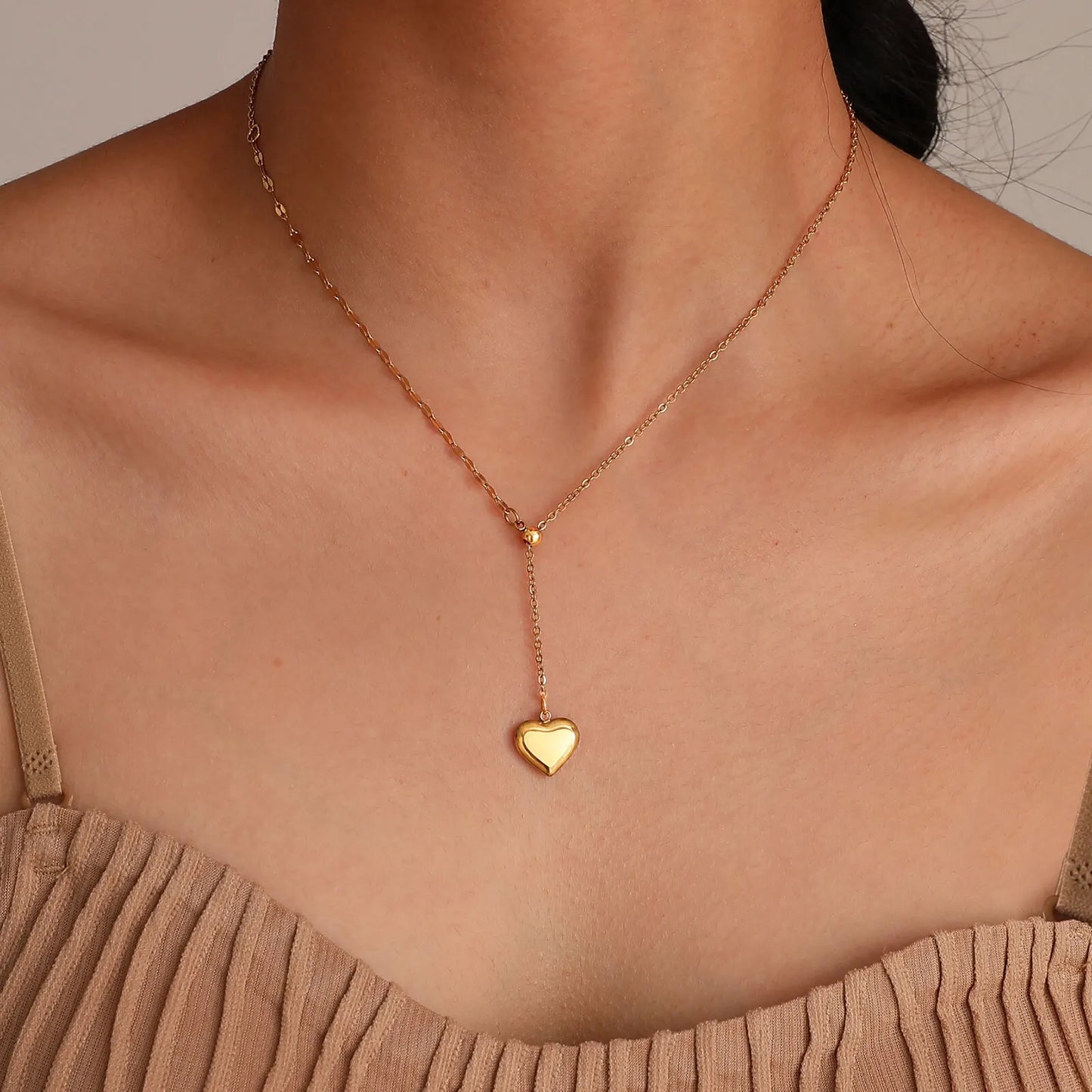 Women Love Heart Pendant Charm Dainty Minimalist Metal Sexy Y Gold Necklace Collar Fall Jewelry Gift