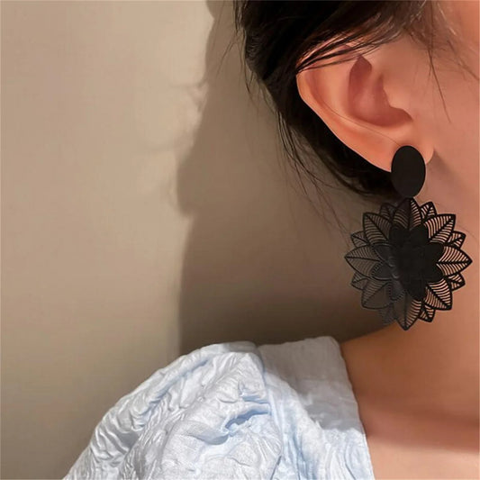 Vintage Punk Black Drop Exaggerated Gothic Wings Earrings Women Fall Jewelry Gift