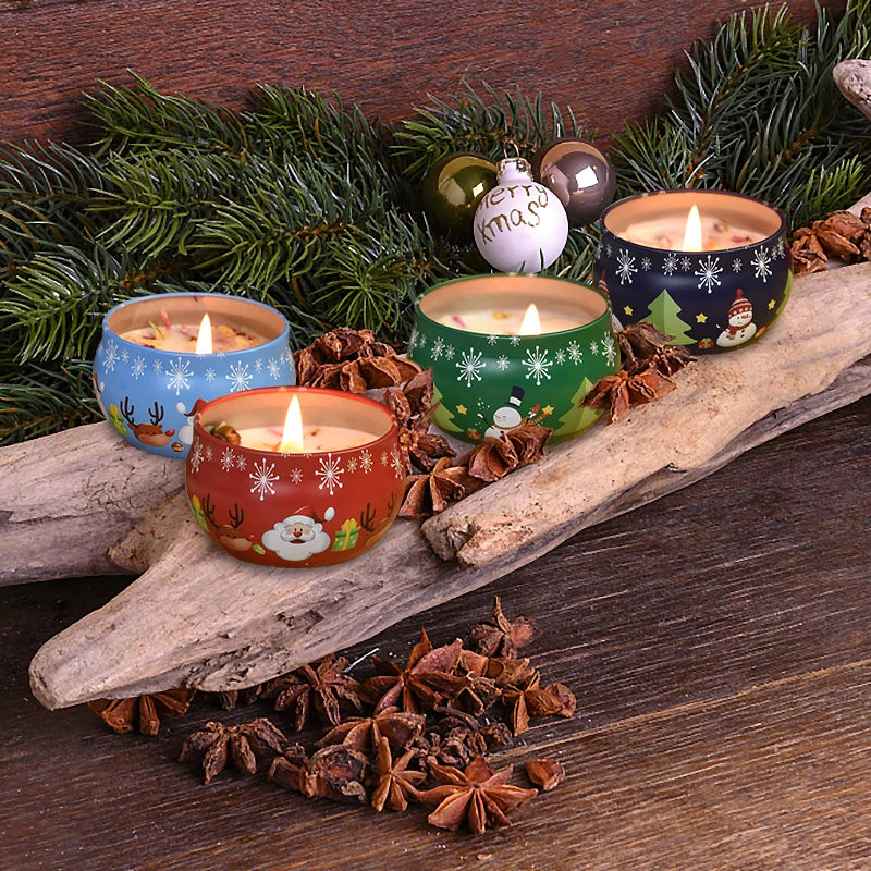 Christmas Aromatherapy Santa Claus Snowmen Tin Cans Candle Christmas Home Xmas Navidad Decoration