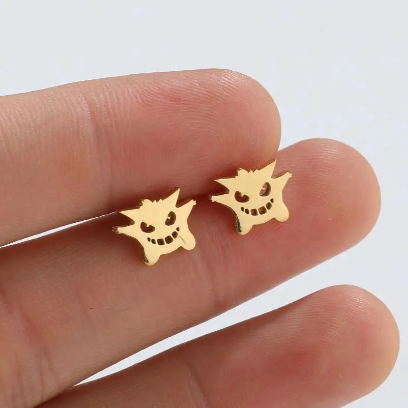 Cute Cartoon Stud Black Minimalist Monster Ghost Small Animal Earrings Halloween Fall Jewelry Gift