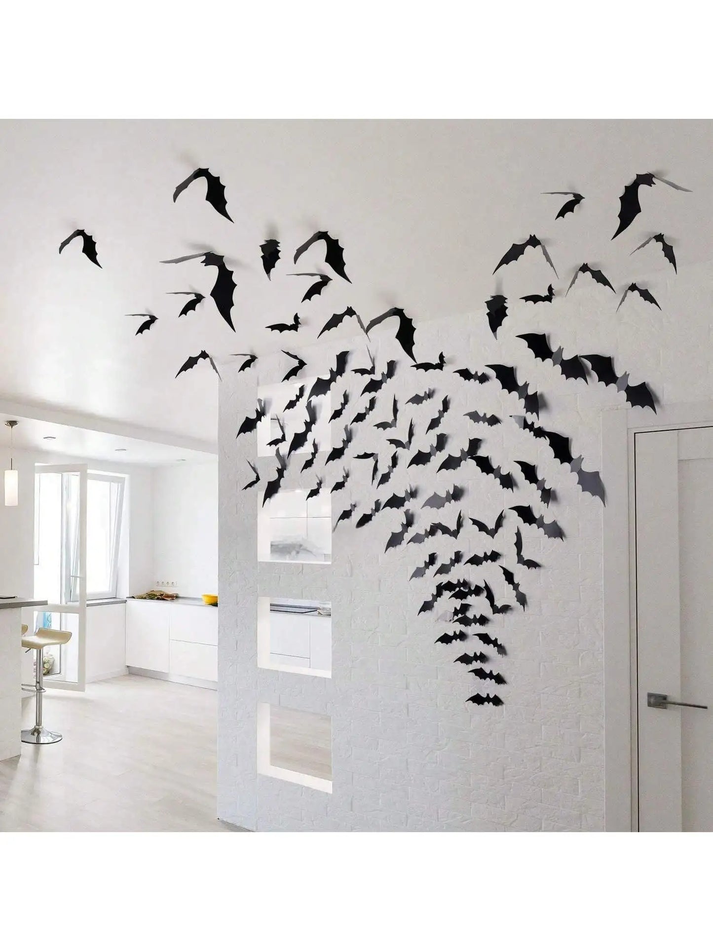 60pcs 3D Waterproof Black Bats Wall Decor Halloween Decor Home Decor Gifts