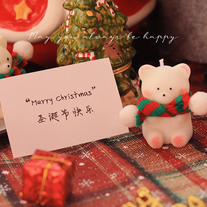 Creative Cute Small Bear Soy Wax Aromatherapy Scented Candles Christmas Home Party Decoration Gifts