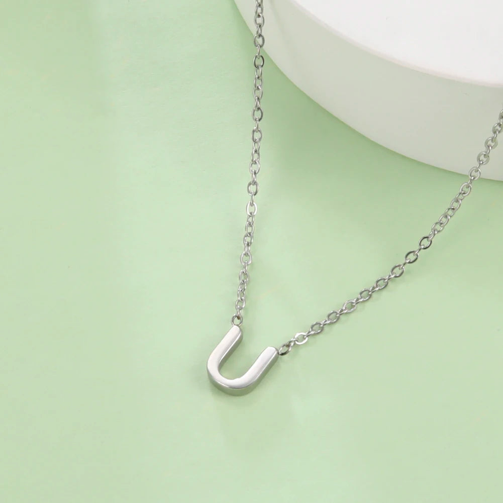 Minimalist Initial A-Z Letter Necklace Women Alphabet Choker Chains Jewelry Birthday Fall Gift