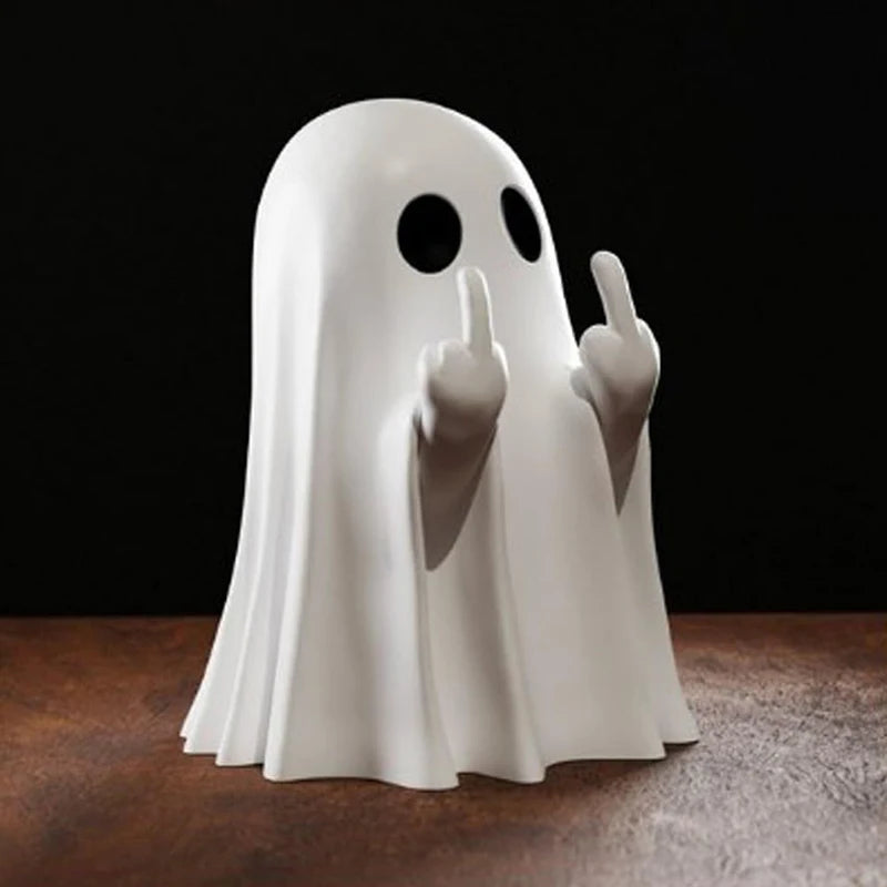 Middle Finger Cute Ghost Statue Ghosts Small Scary Ghost Figurines Halloween Home Decorations Gifts