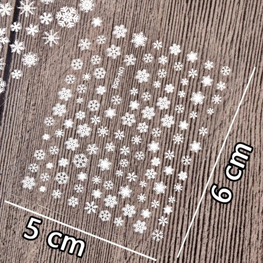 30 Sheets Christmas Nail Art Stickers Self Adhesive 3D White Snowflake Nail Decals Manicure Stickers