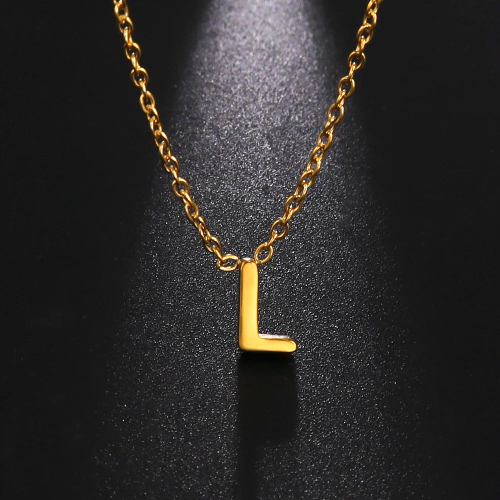 Minimalist Initial A-Z Letter Necklace Women Alphabet Choker Chains Jewelry Birthday Fall Gift