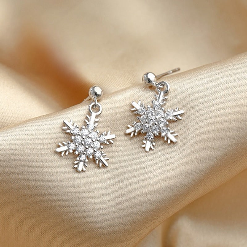 New Red Bow Knot Snowflake Christmas Santa Claus Snowman Drop Gold Silver Women Earring Jewelry Gift