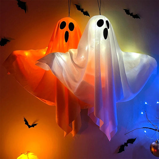 Halloween Party LED Glow Ghost Home Indoor Outdoor Decoration Haunted House Hanging Horror Props