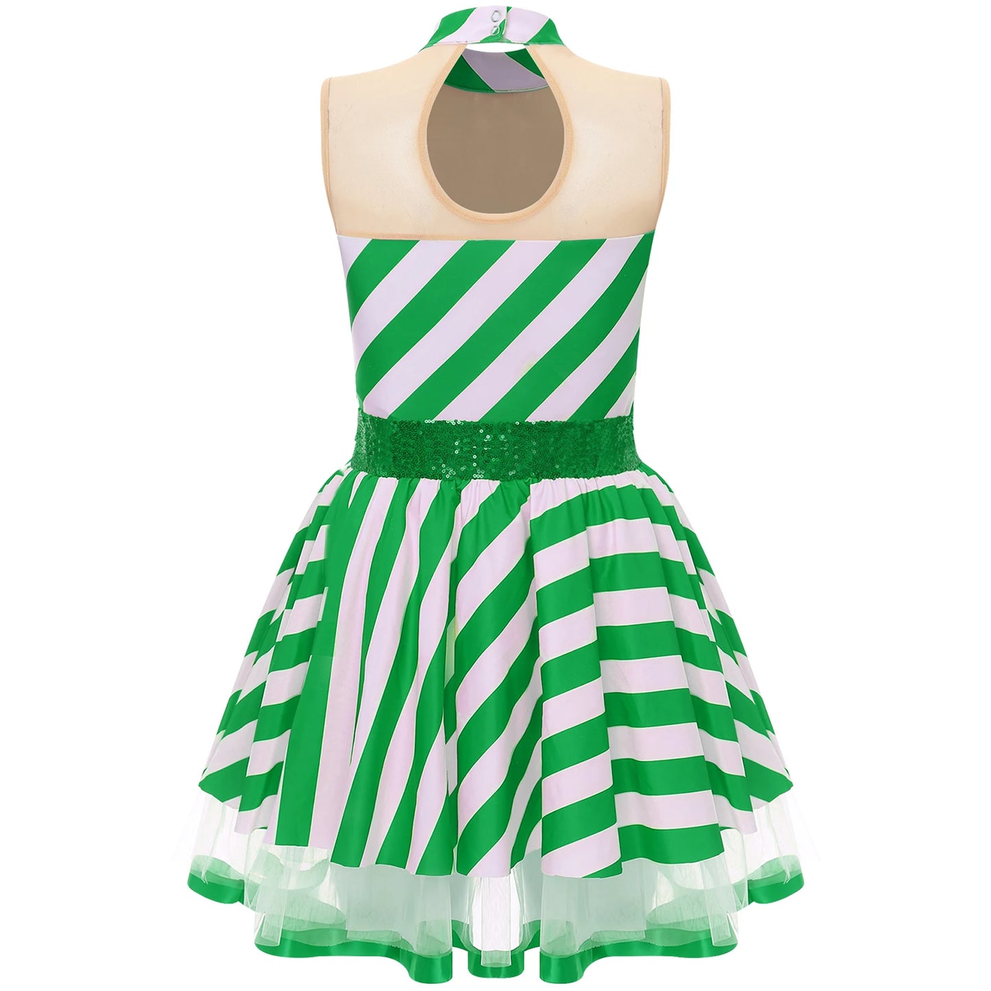 Women Adults Christmas Tutu Dress Candy Cane Striped Skating Ballet Dance Xmas Fancy Costume Gifts