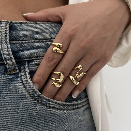 4pcs/Set Irregular Geometric Punk Fashion Beach Gold Silver Women Knuckle Joint Rings Jewelry Gifts