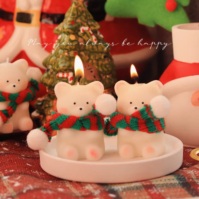 Creative Cute Small Bear Soy Wax Aromatherapy Scented Candles Christmas Home Party Decoration Gifts