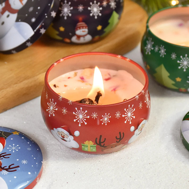 Christmas Aromatherapy Santa Claus Snowmen Tin Cans Candle Christmas Home Xmas Navidad Decoration