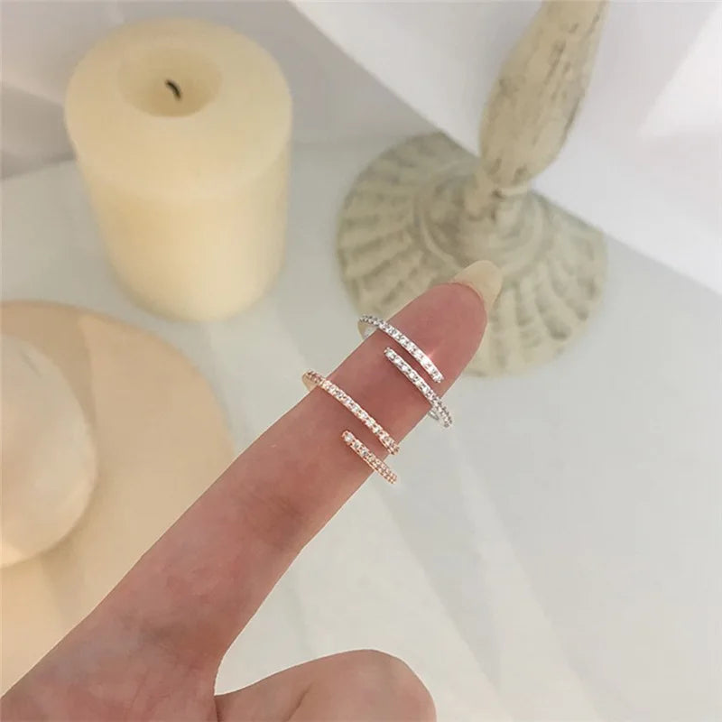 Minimalist Thin Women Female Gold Silver Brilliance Cubic Zirconia High Quality Rings Jewelry Gifts