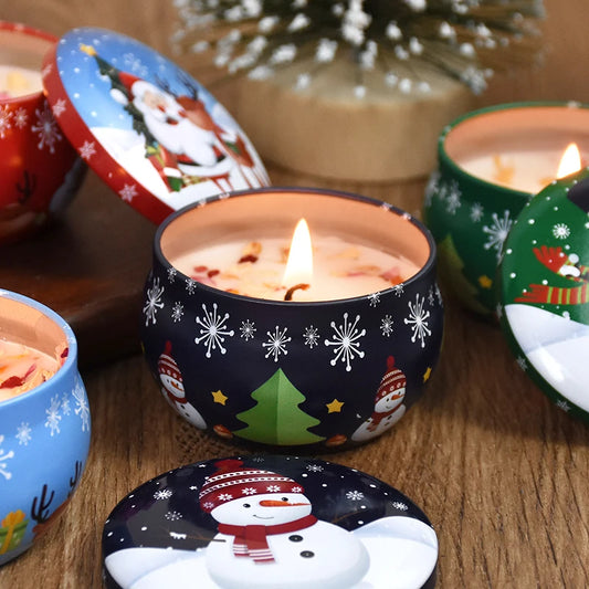 Christmas Aromatherapy Santa Claus Snowmen Tin Cans Candle Christmas Home Xmas Navidad Decoration