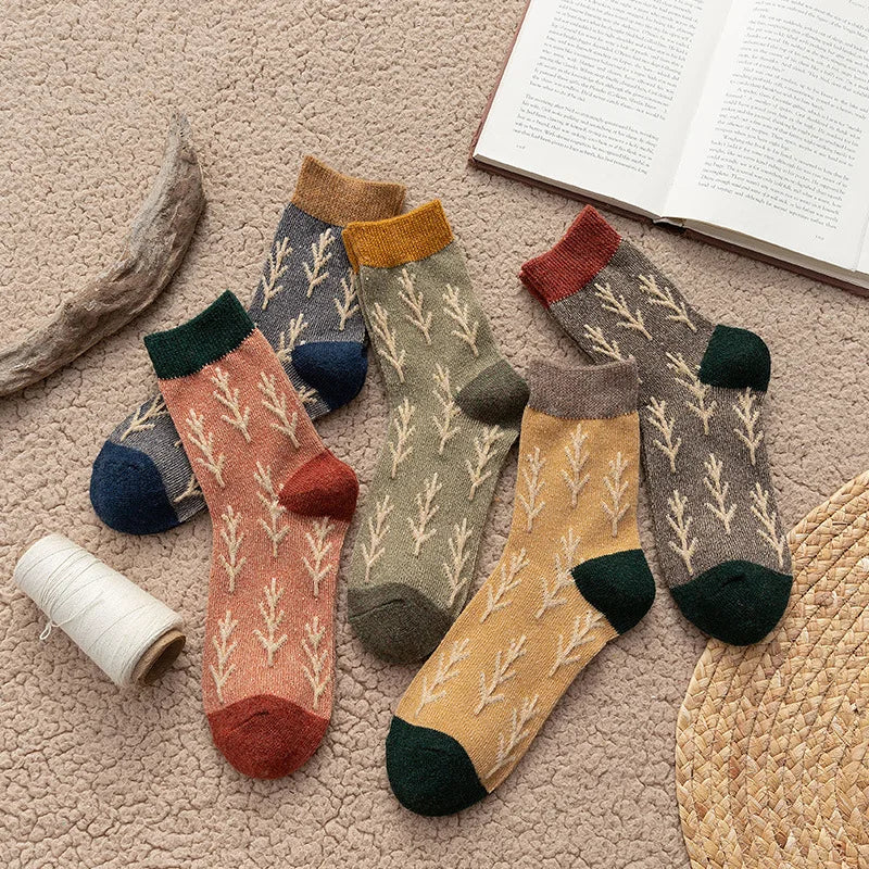 Korean Style Retro Wool Fall Socks Women Christmas Sapling Kawaii Funny Woman Socks for Female Gifts