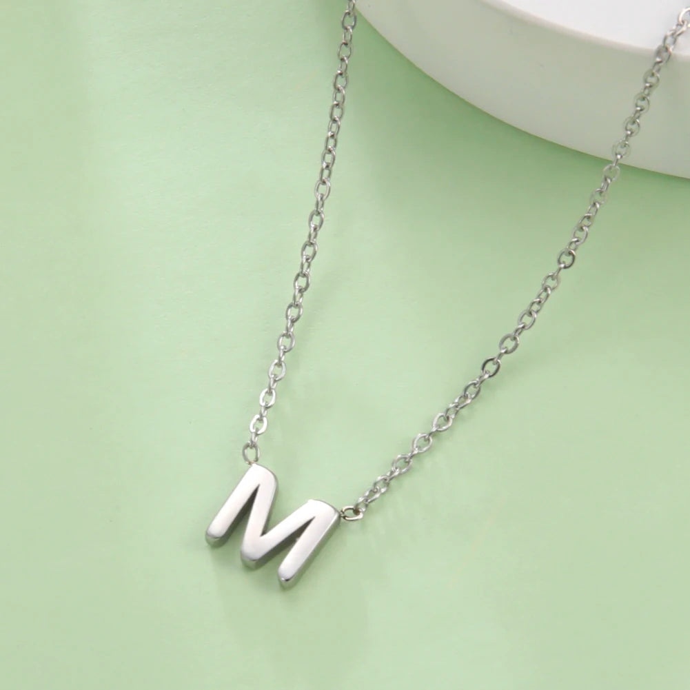 Minimalist Initial A-Z Letter Necklace Women Alphabet Choker Chains Jewelry Birthday Fall Gift