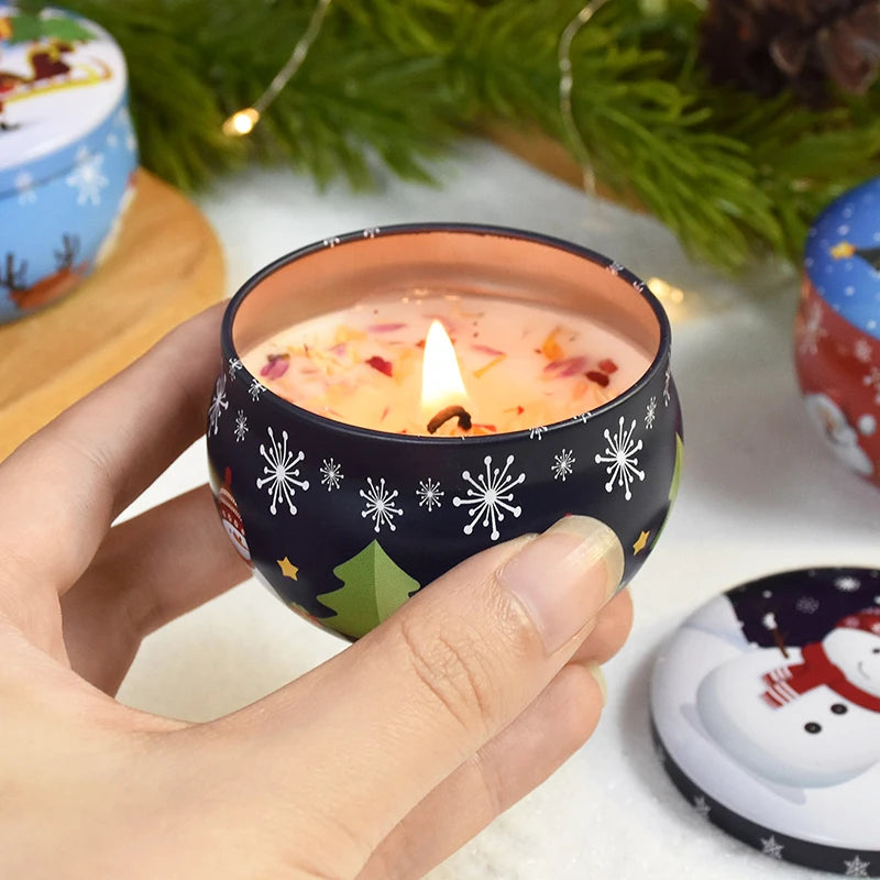 Christmas Aromatherapy Santa Claus Snowmen Tin Cans Candle Christmas Home Xmas Navidad Decoration