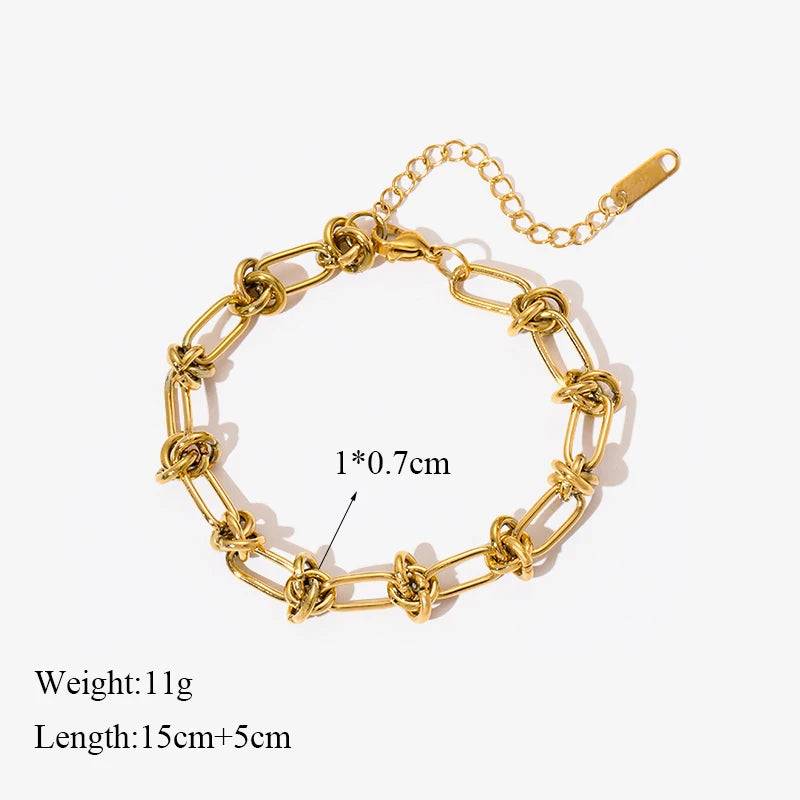 Stainless Steel Gold Bracelet Women Simple Style Link Chain Bangle Trendy Fashion Fall Jewelry Gift