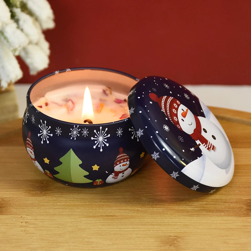 Christmas Aromatherapy Santa Claus Snowmen Tin Cans Candle Christmas Home Xmas Navidad Decoration