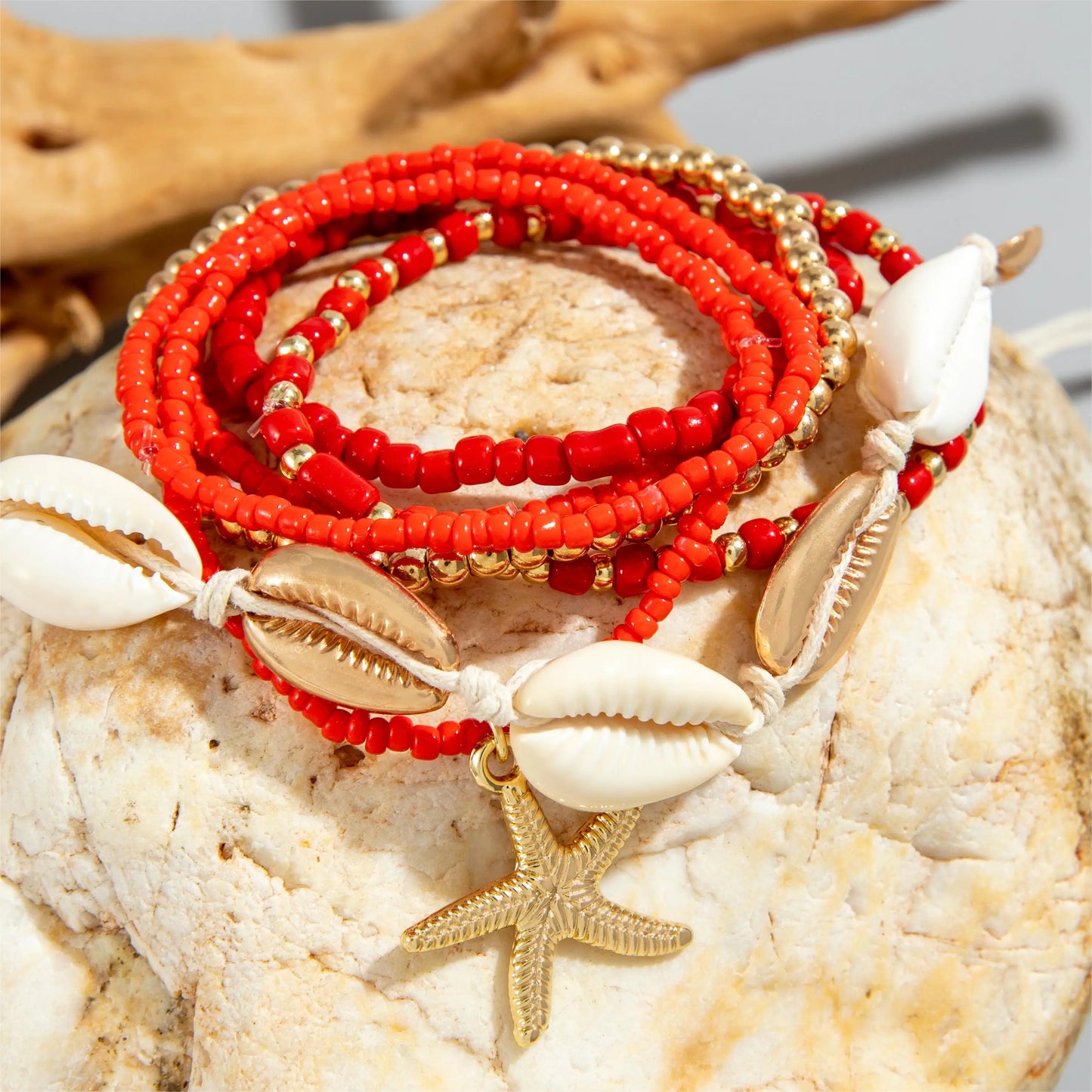 7pcs/Set Bohemia Shell Starfish Sand Beach Measle Multilayer Women Bracelet Set Jewelry Gift