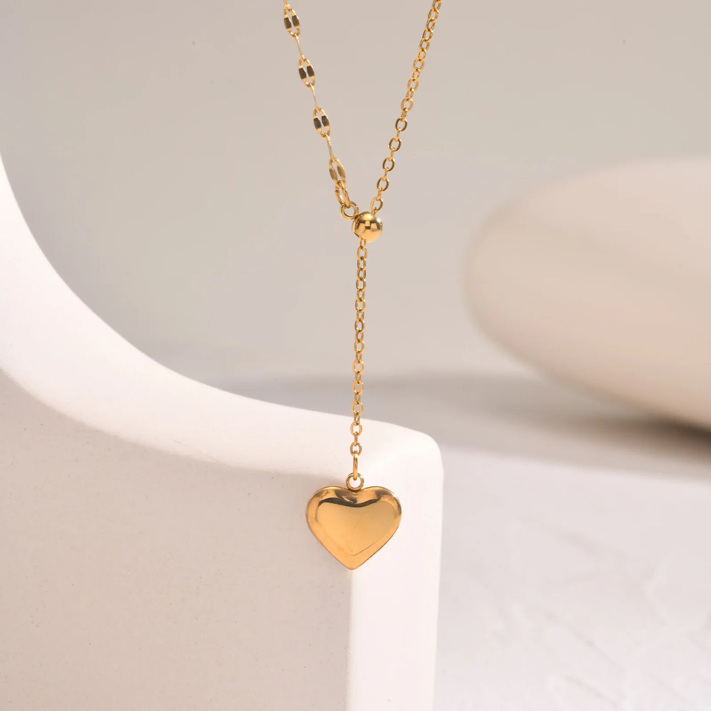 Women Love Heart Pendant Charm Dainty Minimalist Metal Sexy Y Gold Necklace Collar Fall Jewelry Gift