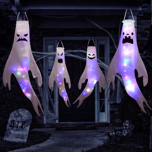 Halloween LED Light Hanging Ghost Party Home Outdoor Indoor Decoration Glowing Spooky Horror Props