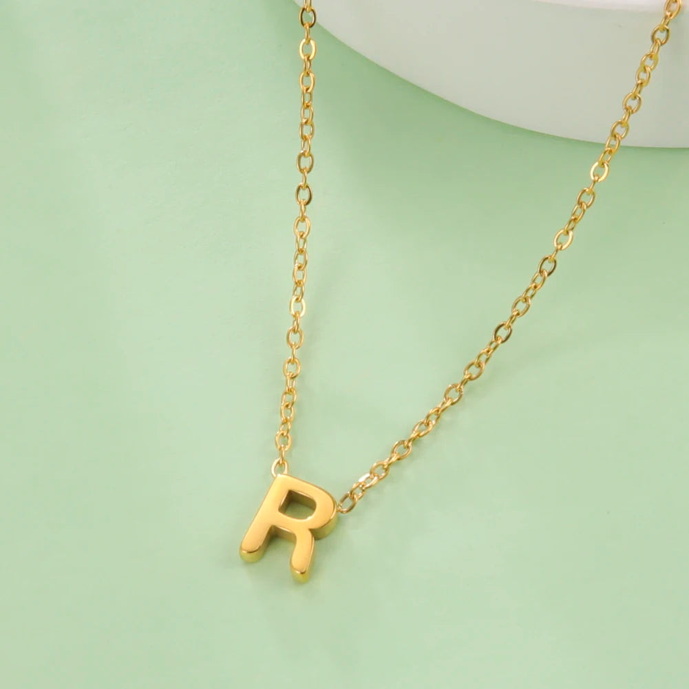 Minimalist Initial A-Z Letter Necklace Women Alphabet Choker Chains Jewelry Birthday Fall Gift