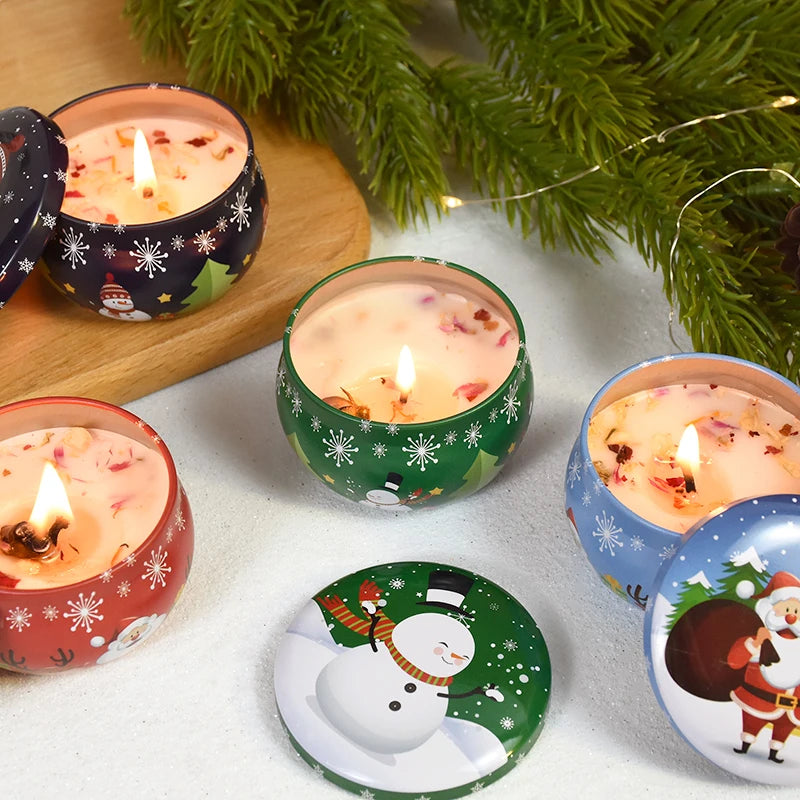 Christmas Aromatherapy Santa Claus Snowmen Tin Cans Candle Christmas Home Xmas Navidad Decoration