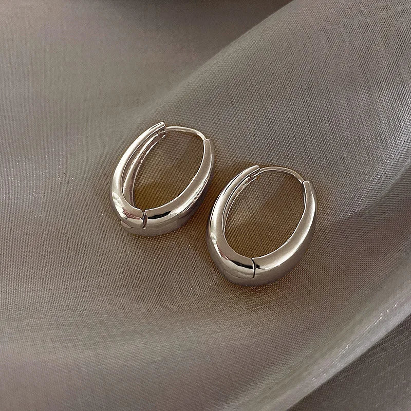 Simple Vintage Circle Round Minimalist Twisted C-shape Gold Silver Hoop Women Earrings Jewelry Gifts