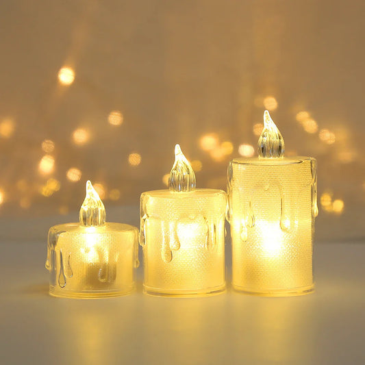 Flameless LED Wishing Tea Light Warm White Flameless 4sizes Candle Halloween Christmas Wedding Decor