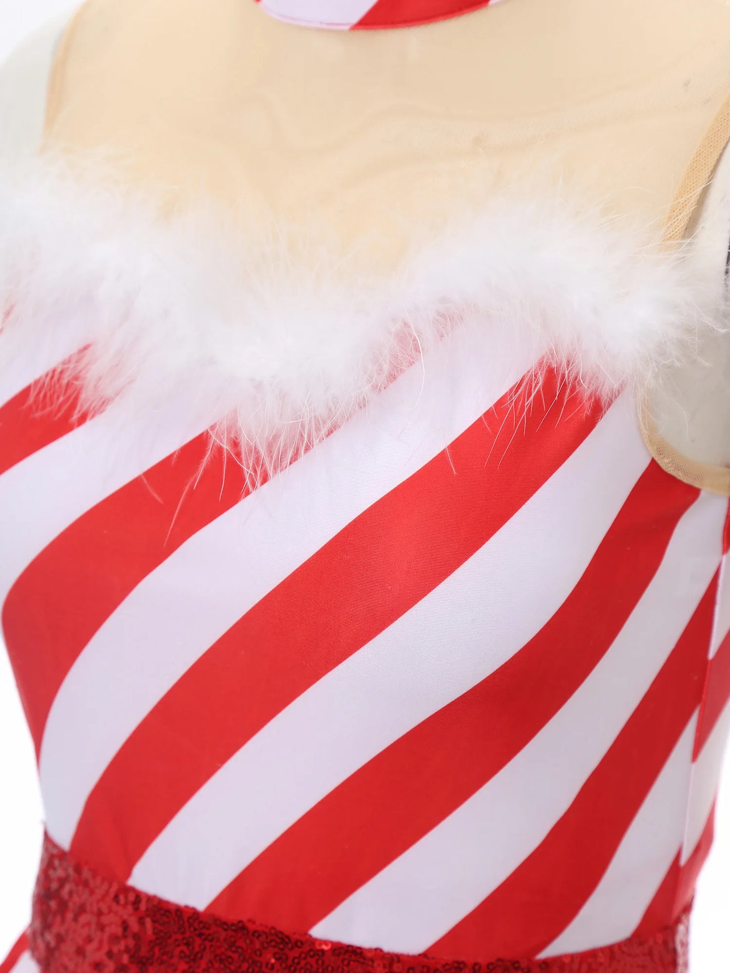 Women Adults Christmas Tutu Dress Candy Cane Striped Skating Ballet Dance Xmas Fancy Costume Gifts